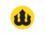 Tribal-inspired black symbol on yellow background representing Kalapa Media branding.